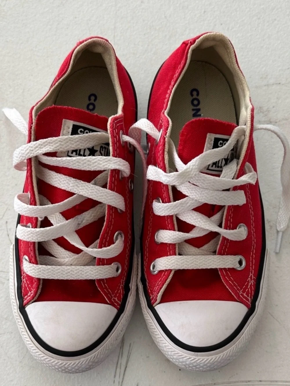 Converse Red Low-Top Canvas Kids Sneakers with White Accents